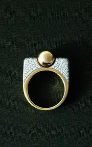 [Rainbow K] Ball 14K Yellow Gold Diamond Ring