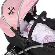 Dolls Pram 2 Piece Bedding Set - White and Pink Rose