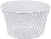 (4) White Small Metal Rectangular Oval & round Wire Baskets Handles