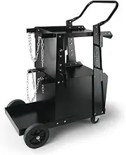 VEVOR Welding Cart, 2-Tier Heavy Duty Welder Cart with Anti-Theft Lockable Cabinet, 265LBS Weight Capacity, 360° Swivel Wheels, Tank Storage Safety Chains, Welding Cabinet for TIG, ARC, Plasma Cutter