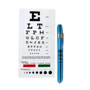 Snellen Eye Chart with Pocket Penlight Pupil Gauge Aluminum Medical Diagnostic