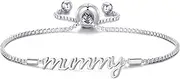 [Philip Jones] Silver Plated Mummy Bracelet Created with Zircondia® Crystals, Crystal, Zircondia® Crystal