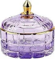 ALAMHI Crystal Candy Jar Apothecary Decorative Jars with Lids Purple Storage Jewelry Glass Trinket Box Cute Candy Dish with Lid for Candy Buffet Gift Ideas, for Women