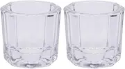 Shapenty Nail Art Acrylic Liquid Powder Dappen Dish Glass Crystal Cup Containers Glassware Tools for Nail Polish Remover Eyebrow Tint and Eyebrow Dye Mixing, 2PCS