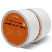 Removable Clear Double Sided Sticky Tape - No Residue, 2 inches x 20 yards (2...