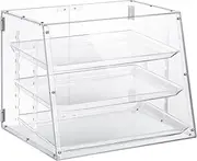 3 Tier Clear Bakery Display Box Crystal Acrylic Cake Display Cabinet With Magnetic Door & 3 Adjustable Shelves For Donuts Cupcake Bread Dessert Pastries 53x44x42cm