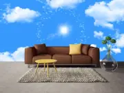 Sunshine Bubbles Under Clear Sky Self-adhesive Living Room Wall Murals Wallpaper