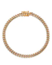 Bloomingdale's Fine Collection Miami Cuban Link Chain Bracelet in 14K Yellow Gold & Rhodium Plated 14K Yellow Gold