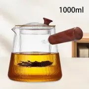 Glass Teapot with Infuser with Wooden Handle Simple Elegant Stovetop Safe