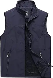 [AKTQL88] Men's Gilet Multi-Pocket Sleeveless Jacket Outdoor Casual Fishing Vest Quick-Drying Breathable Travel Vest