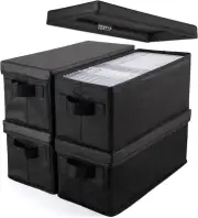 CD Storage Boxes - Pack Of 4 CD Case Storage - 13.2" X 5.9" X 5.3" Container