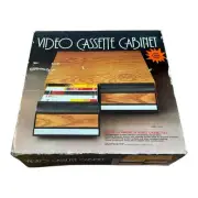 Storage Vintage Video Cassette Cabinet Oak Finish 24 VHS Tapes Storage Case NOS