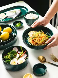 在飛比找樂天市場購物網優惠-輕奢碗碟套裝家用創意北歐ins風金邊網紅陶瓷餐具飯碗盤筷子組