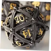 Metal DND Dice Set - Unique Round Hollow Orb Design for Better Black Dragon