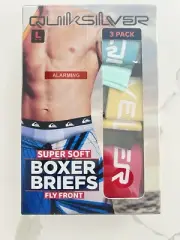 Quicksilver Men's 3-Pack Super Soft Boxer Briefs Fly Front Size L