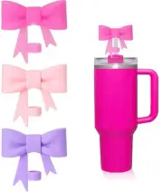 Bow Straw Cover for Stanley Cup 10mm Cute Silicone Topper Reusable Tumblers