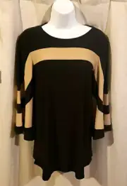 Nina Leonard Miracle Matte Jersey Black and Tan New NWT