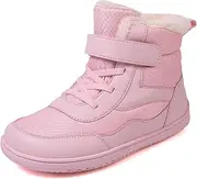 [Ulogu] Kids Barefoot Winter Boots Wide Toe Boys Girls Walking Boots Anti-Slip Warm Faux Fur Lined Snow Boots