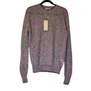 NEW Christopher Kane S Tipped Crew Neck Sweater Pink Blue Mohair Jumper Fuzzy