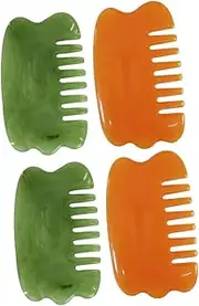 ORFOFE 4Pcs Resin Massage Combs Head Massager Hairbrush for Scalp Relaxation and Includes Orange Green Combs for Home Use