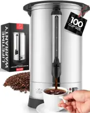 Zulay Commercial Coffee Maker - 100 Cup Coffee Percolator With Double-Wall St...