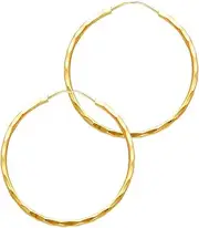 [JewelryWeb] 14k Yellow Gold 1.5mm Shiny Sparkle Cutendless Hoop 20mm Earrings-Hoop Earring for Women