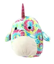 Squishmallows Kellytoy Milaina Tie Dye Narwhal Collectible Soft Plush 8"