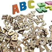 200 Pcs Mini Wooden Letters for Crafts, Wooden Alphabet Craft Letters A-Z Embellishment for Decoration Displays, Early Educational Learning and DIY Arts
