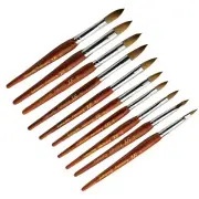 New Kolinsky Sable RED WOOD Acrylic Nail Brush Nail Art Set Size 2#+4#+6#+8#+10#