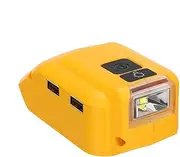 Portable Power Tool Battery Converter Station with 2 USB Outlets 1 DC Port, Generator Adapter, Compact Lightweight for Camping, Backup, ABS, 10.5x8x7cm, 130g