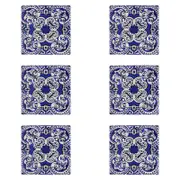6PK LVD Ceramic/Cork Trivet Largo Tile Home/Kitchen Decor 15cm Blue
