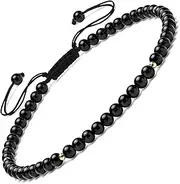 Apocalyptic-K Damen Naturstein Fußkettchen, 4MM, 9,45-10,45 Zoll. 925 Silber/Gold, Handgewebt