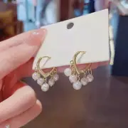 Elegant White Pearl Tassel Dangle Drop Earrings for Women
