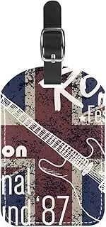 [WOSHJIUK] Luggage Tags,2 Pack Labels Suitcase Tags,UK Flag Guitar London Rock,Luggage Tags Privacy Protection Travel Bag Tag