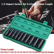 10PCS Impact Socket Set 1/2 Drive Hex Spanner Socket Key Wrench Mechanical Tools