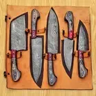 Custom Handmade Damascus Steel Chef Knife Set Kitchen BBQ Knives With Sheath 883