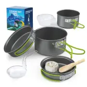 10Pcs Camping Cookware Kit Portable Outdoor Tableware Camping Cookware F6D9