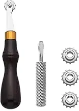 Leather Working Tools - Leatherworking Embossing System Wheel Tool - Versatile Art Accessories Wooden Handled Metal Gear for Punching, Engraving