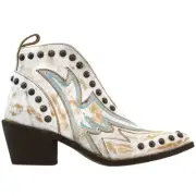 Circle G by Corral Studded Embroidered Pointed Toe Pull On Cowboy Booties Womens