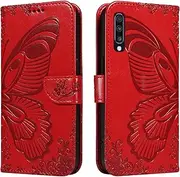 [YBFJCE] Case for Samsung Galaxy A70, Magnetic Flip Cover Wallet Case with Card Holder, Shockproof Protective Phone Case Compatible with Samsung Galaxy A70, Red