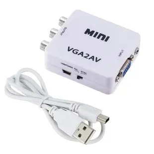 &翔飛小總店& 穩定版VGA 轉 AV 轉換器 轉接盒 VGA 轉 RCA 電腦轉電視 支持1080P PC轉TV