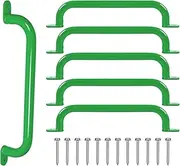 ESPETS 6 Pack 17 Inch Green Metal Safety Handles for Playground - Swing Set Accessories Grab Handles, Playset Hand Grips, Kids Indoor Monkey Bars for Jungle Gym, Climbing Frame
