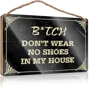 CakJuice Home Door Sign Don't Wear, No Shoes in My House Wooden Sign Teen Room Decor Wood Bathroom Sign (Size : 15X28CM)