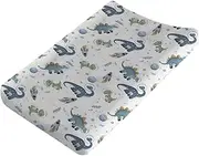 Watercolor Space Dinosaurs Baby Changing Pad Cover Dinosaur Rockets Planet Stars Leaves Diaper Changing Table Sheets for Girl Boy Soft Breathable Stretchy Fitted Change Pad Table Mats 32''x16''