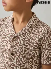 Reiss Brown/Off White River 9-13 yrs Tile Pattern Knit Shirt (AP0272) | $90