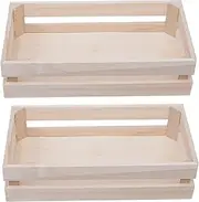 MAGICLULU 2pcs Wooden Storage Baskets for Rectangle Organizer Lightweight Wooden Containers for Sundries Storage