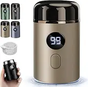 Vishopee Shaver, Vishopee Mini Portable Electric Shaver, 2025 New Upgrade Pocket Size Washable Electric Razor, IPX-7 Waterproof Razor for Men, with 3D Rotary Head, LED Display (Gold)