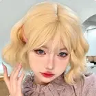 Heat Resistant Fiber Women Bob Wigs Blonde Synthetic Wigs with Bangs Daily