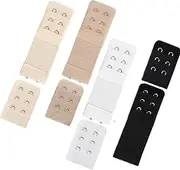 [Juxtapiq] 8 Pieces Women's Soft Comfortable Elastic Bra Extenders Bra Extension Strap, 2 Hook 3 Rows Set (White, Black, Beige, Skin Color)