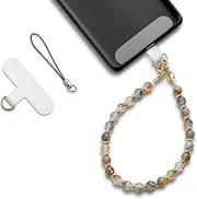 MORSUNBELA Phone Chain Phone Women's Chain Beads Short Phone Chain Grey Cell Phone Charm Hand Wrist Strap Lanyard for Women Girls